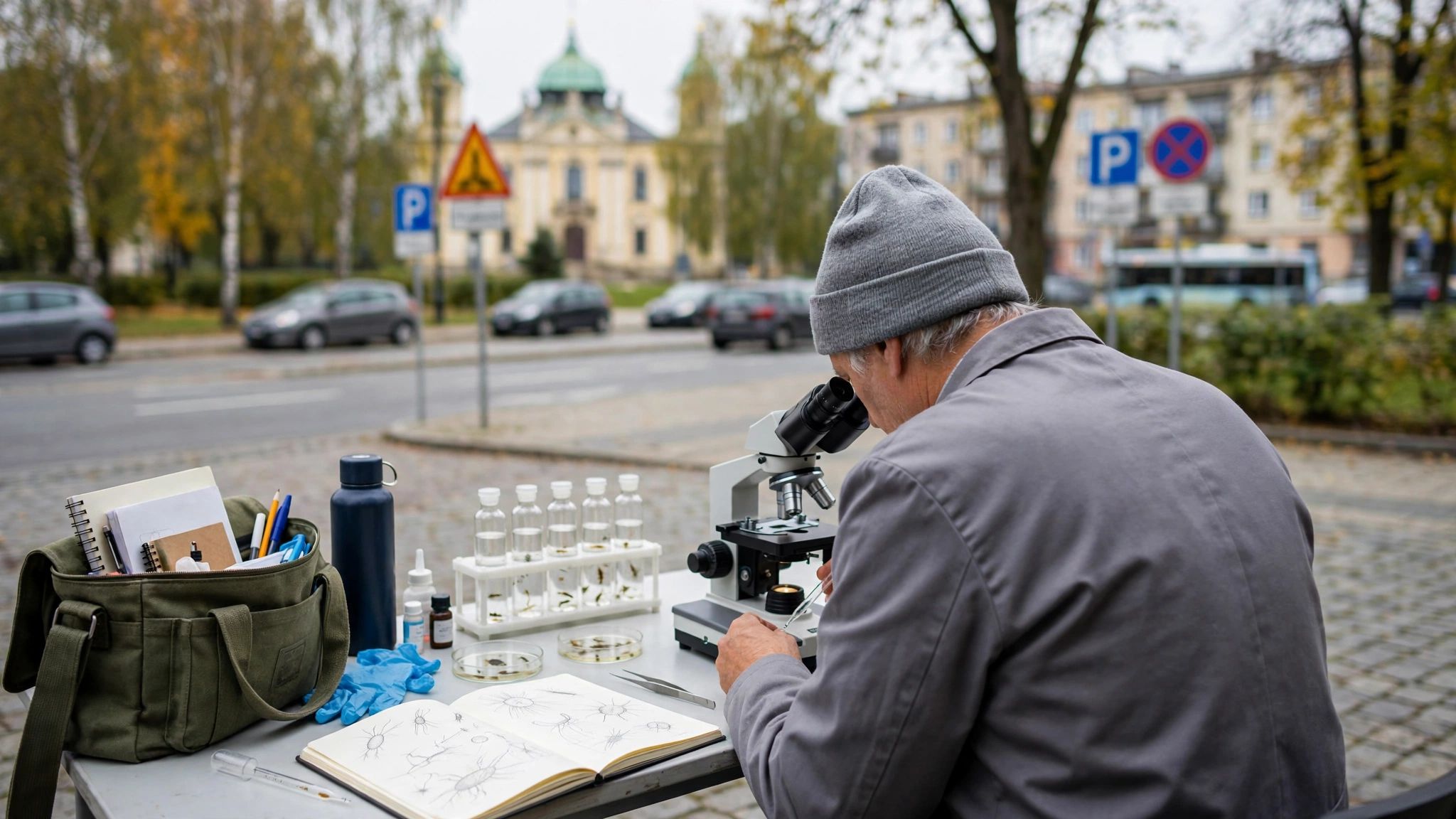 Prof. dr hab. inż. Maciej Karpowicz podczas pracy badawczej nad próbkami planktonu