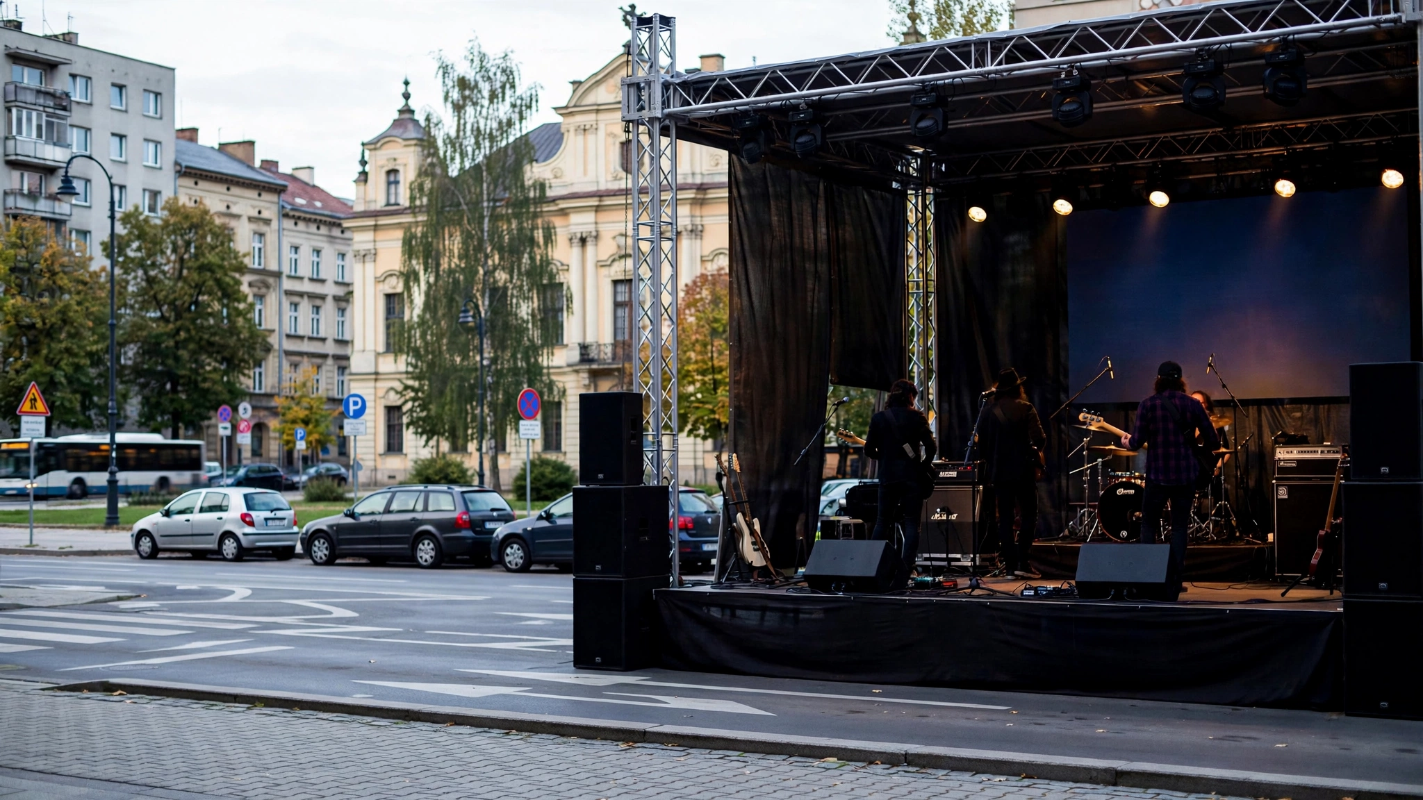 Scena koncertowa w kameralnym oświetleniu podczas występu zespołu Wilki