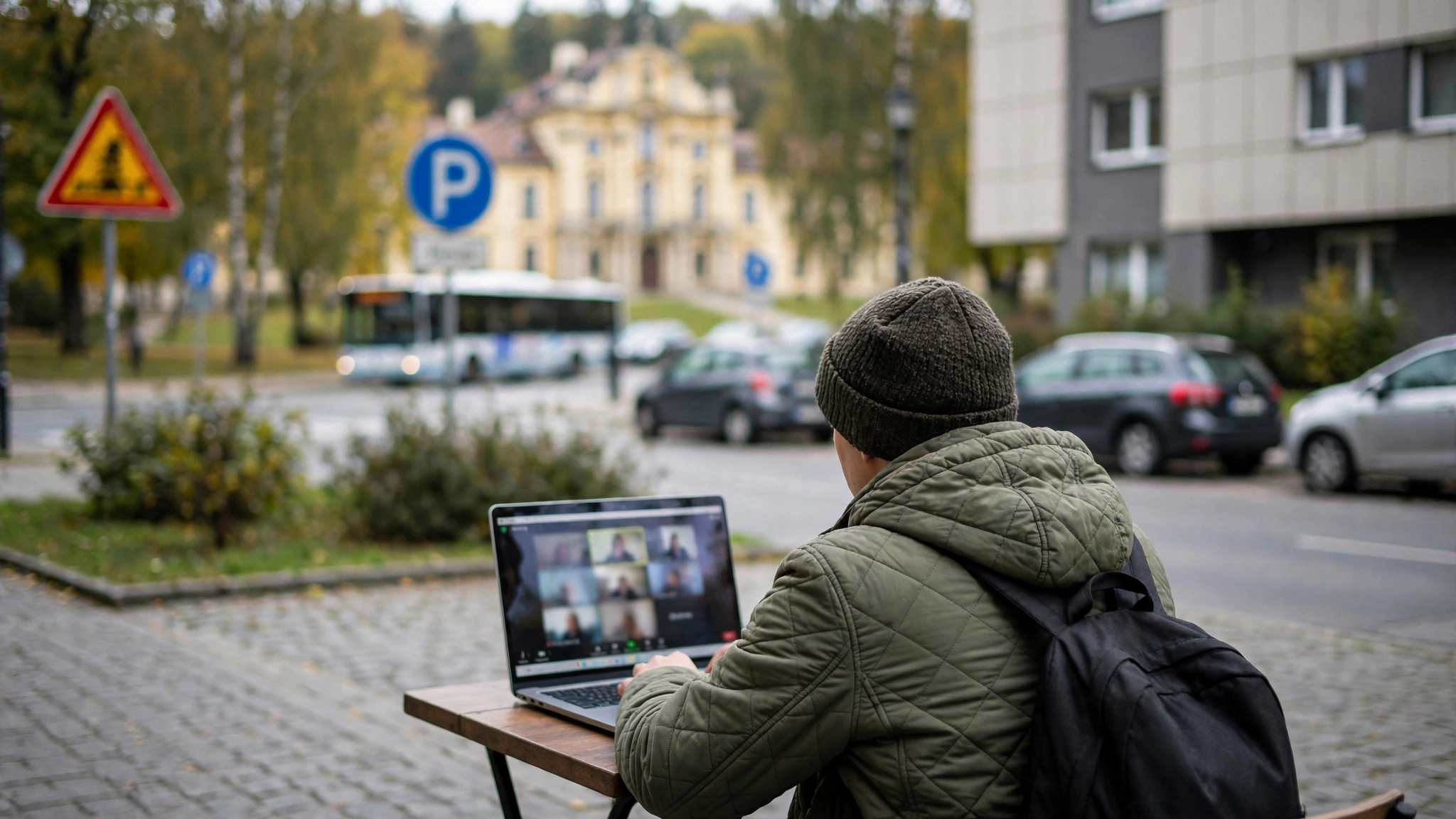 Osoba przed laptopem uczestnicząca w szkoleniu online ZUS